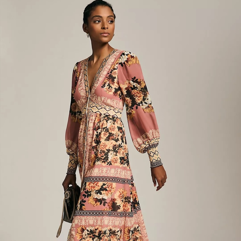 Vineet Bahl Embroidered Long-Sleeve Dress